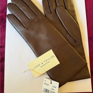 NWT Brown Leather Cashmere Lined Gloves, 2 pair sold separately.